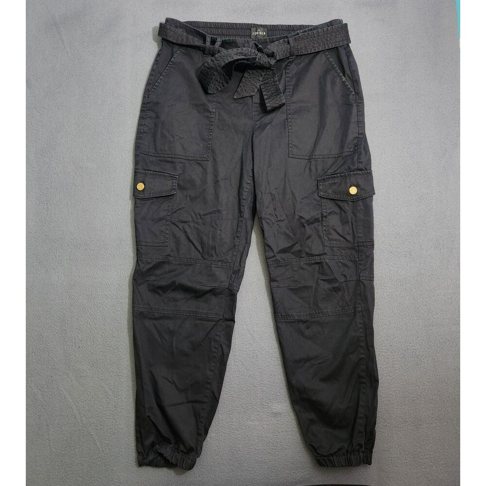 WHBM Women 6 Black Mid Rise Belted Cargo The Jogger Pants